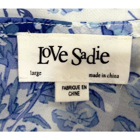 Urban Outfitters Love Sadie Blue White Floral Bird Bell Sleeve Mini Dress - Picture 8 of 9